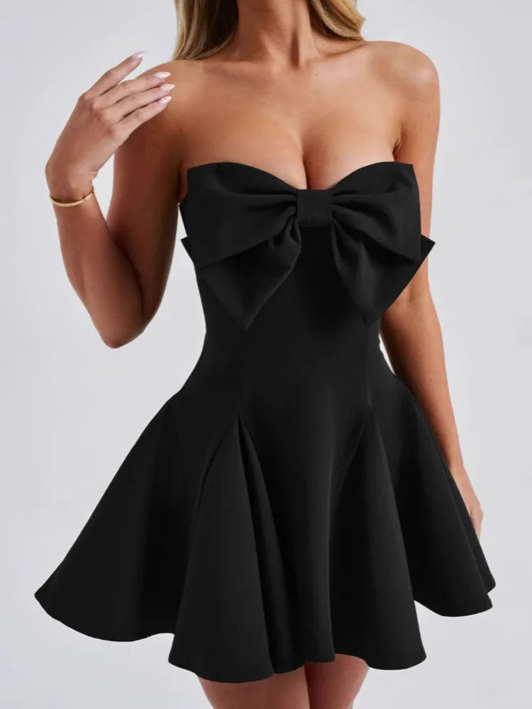 VILZSTUDIOS Strapless Bow Backless Mini Dress