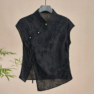 VILZSTUDIOS Retro Chinese Style Jacquard Cheongsam Blouse