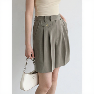 VILZSTUDIOS Classic High Waist Pleated Mini Shorts