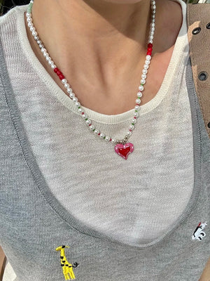 VILZSTUDIOS Unique Copper Alloy Pearl Pendant Necklace
