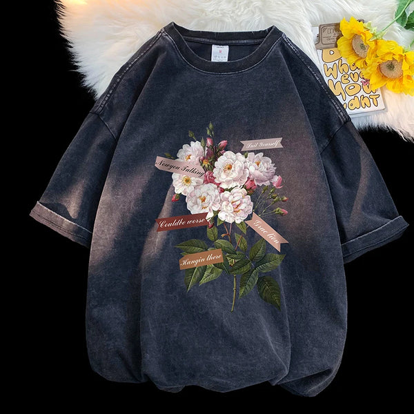 Vintage Floral Graphic Print T-Shirt