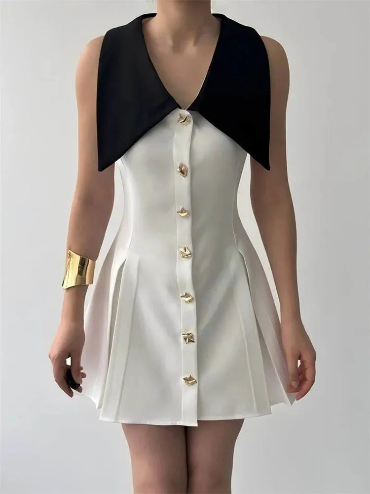 VILZSTUDIOS Sleeveless Contrast Sexy Mini Dress