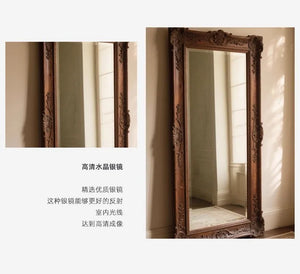 VILZSTUDIOS French Vintage Furniture Full-Length Wooden Frame Mirror Hotel Artistic Decorative Mirror Wedding Dress Store Dressing Mirror