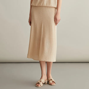 VILZSTUDIOS Luxury Knitted Sequin Silk Linen Skirt