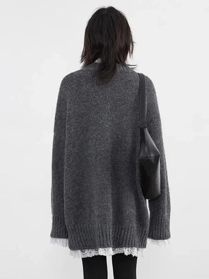 VILZSTUDIOS Casual Loose V-Neck Knit Sweater