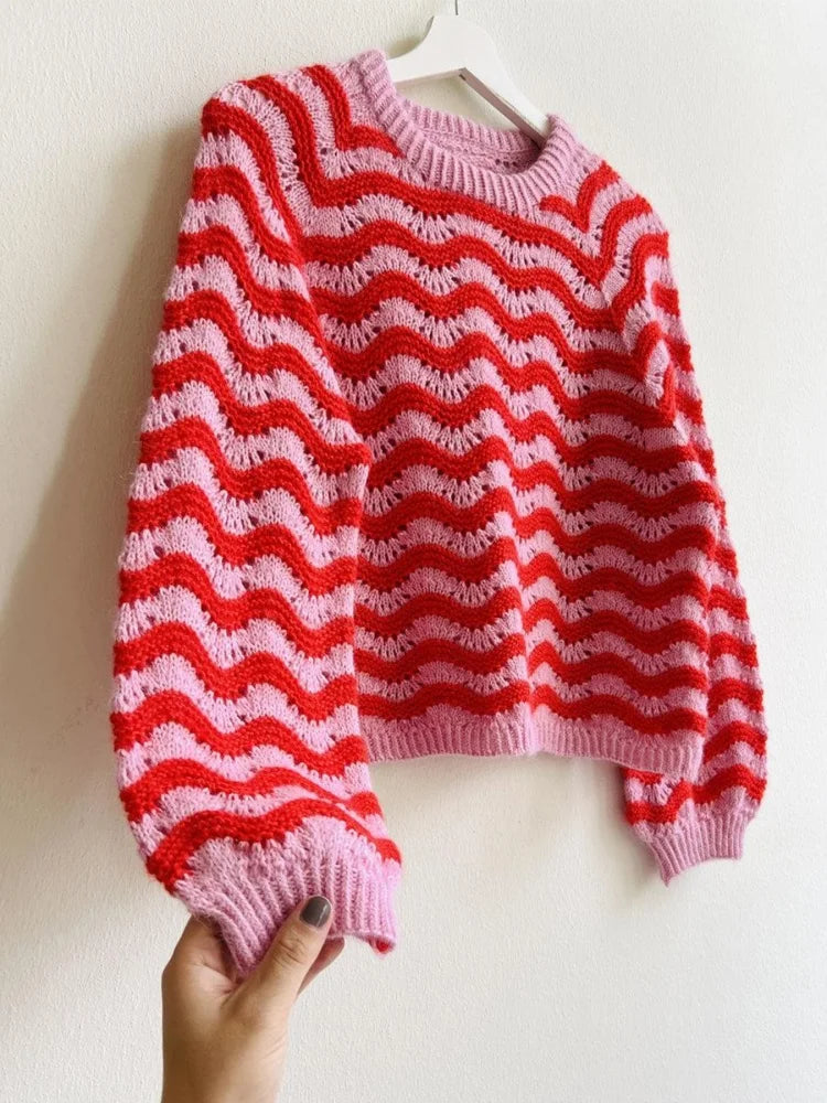 VILZSTUDIOS Striped Jacquard Knitted Sweater