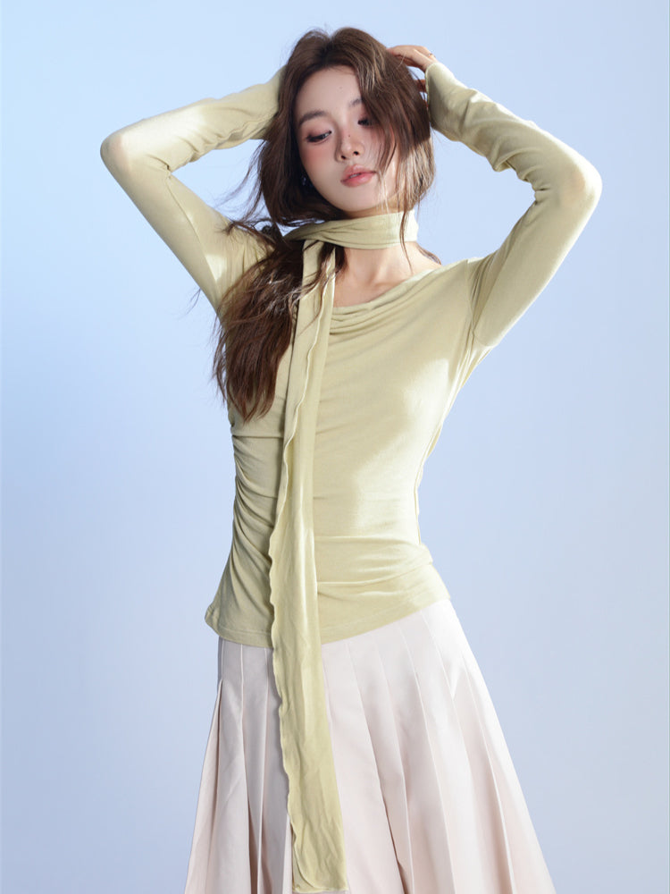 VILZSTUDIOS Mint Green Round Neck Long Sleeve Top