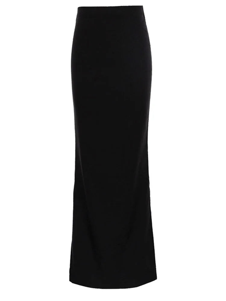VILZSTUDIOS Chic Black High Waist Maxi Skirt