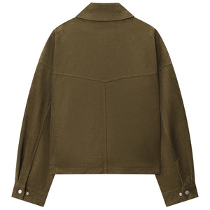 VILZSTUDIOS Elegant Green Faux Suede Jacket