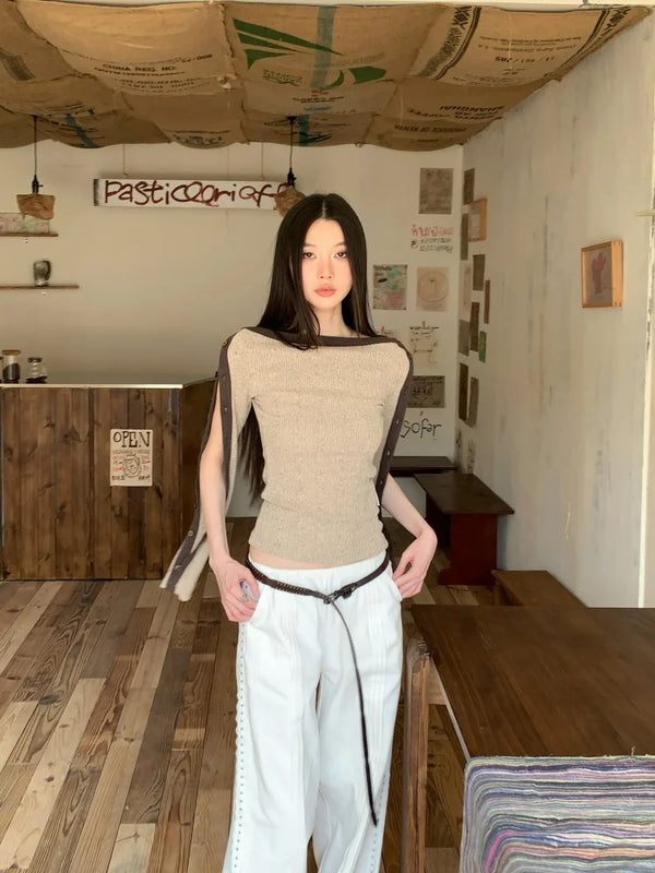 Cozy Knit Split Sleeve T-Shirt