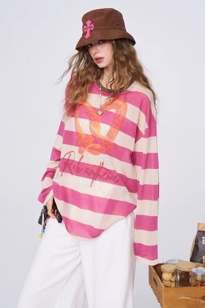 VILZSTUDIOS Contrast Stripe Knit Long Sleeve Top