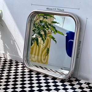 VILZSTUDIOS Decorative Wall Mirror Stainless Steel Framed Mirror Modern Wall Mounted Vanity Mirror for Bathroom