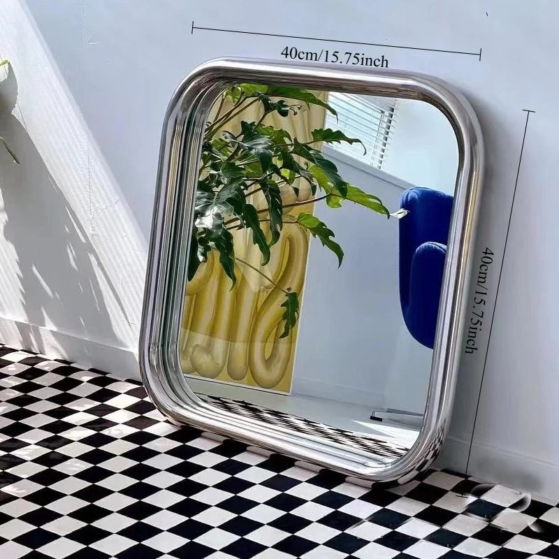 VILZSTUDIOS Decorative Wall Mirror Stainless Steel Framed Mirror Modern Wall Mounted Vanity Mirror for Bathroom