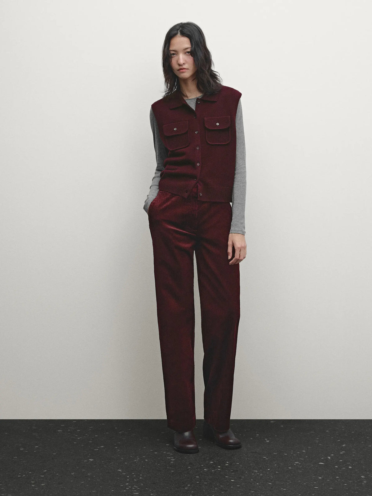 VILZSTUDIOS Classic Burgundy Knitted Vest