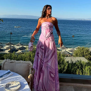 VILZSTUDIOS Elegant Floral Halter Maxi Dress Women