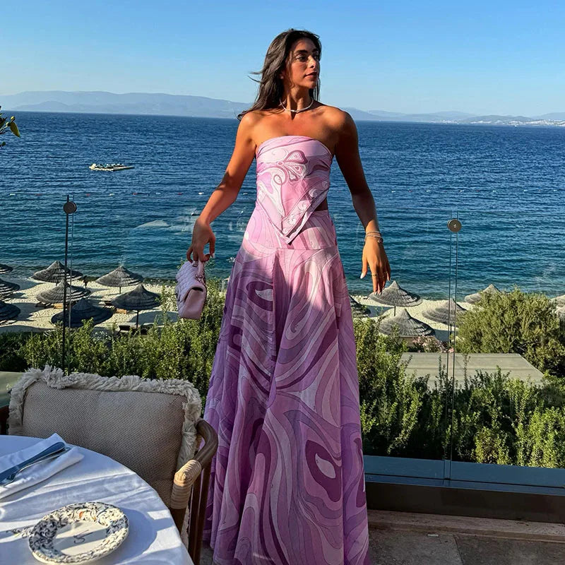 VILZSTUDIOS Elegant Floral Halter Maxi Dress Women