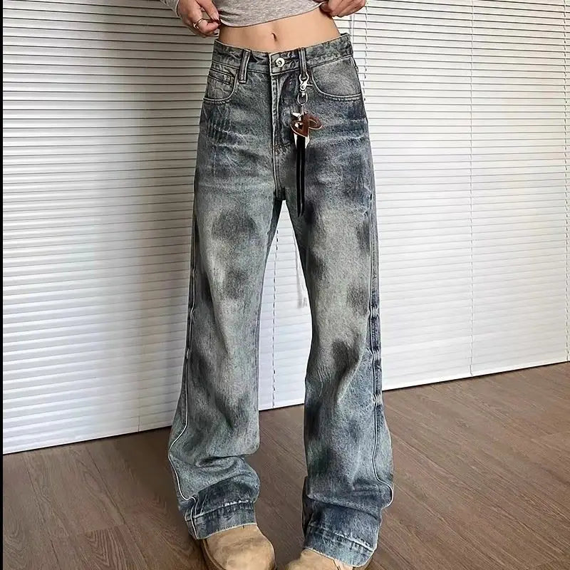 VILZSTUDIOS Vintage American Retro Loose Flared Jeans