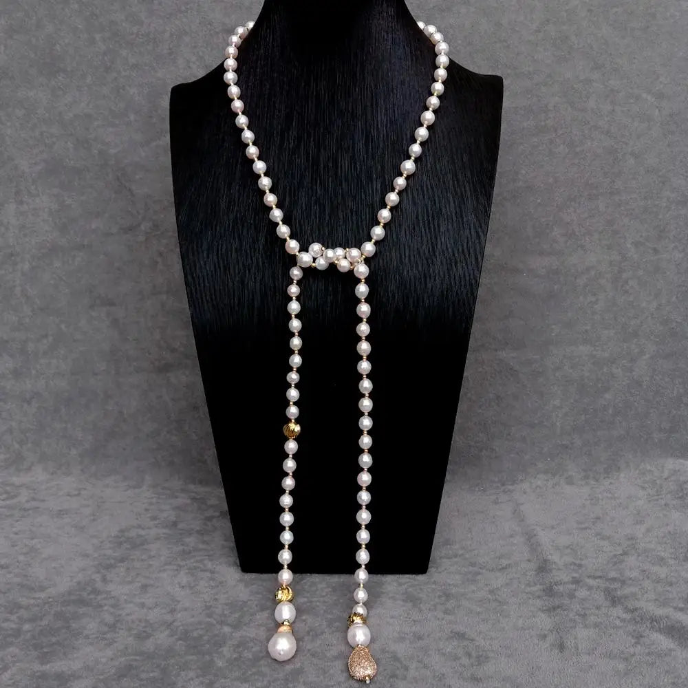 VILZSTUDIOS White Pearl Long Necklace