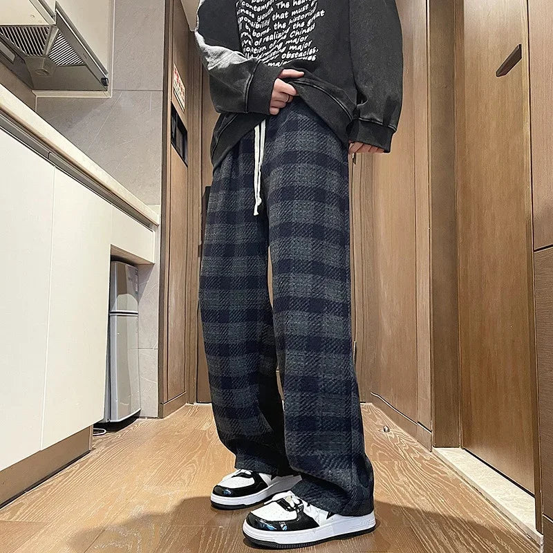 VILZSTUDIOS Plaid Baggy Woolen Autumn Pants