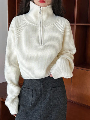 VILZSTUDIOS Turtleneck Semi-Zipper Knitwear Sweater