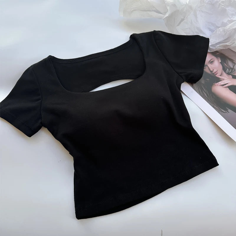 VILZSTUDIOS Square Neckline Short Sleeve T-Shirt