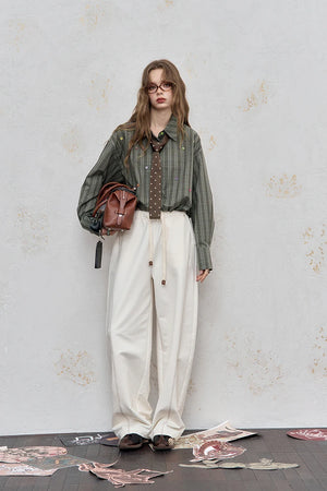 VILZSTUDIOS Stylish Loose Button Dots Shirt