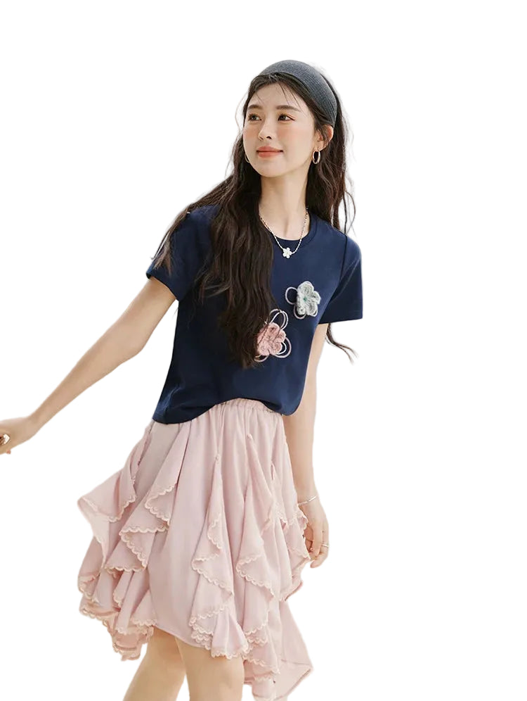 VILZSTUDIOS Floral Beaded T-Shirt