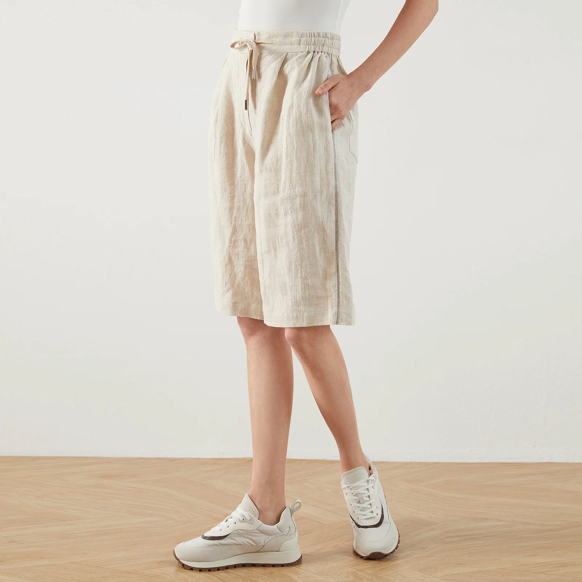 VILZSTUDIOS High Waist Linen Summer Shorts Pants