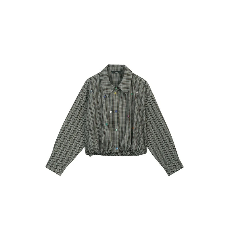 VILZSTUDIOS Stylish Loose Button Dots Shirt