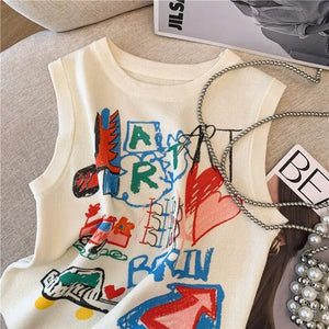 VILZSTUDIOS Hand Painted Y2K Vintage Sleeveless Tank Top