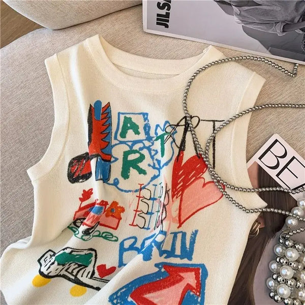 Hand Painted Y2K Vintage Sleeveless Tank Top