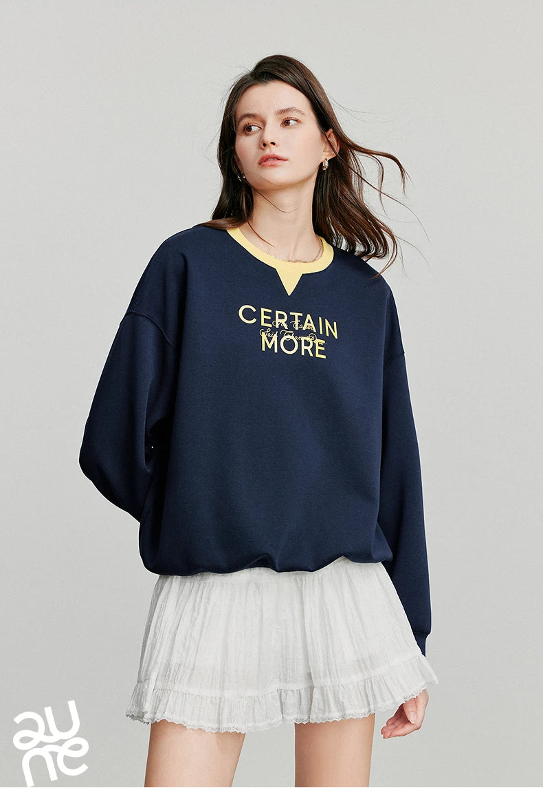 VILZSTUDIOS Contrasting Color Splicing Letter Print Shirt