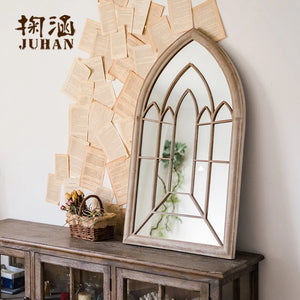VILZSTUDIOS Huohan retro fake window decoration French wall-mounted mirror floor-to-ceiling fitting entrance living room fireplace mirror B