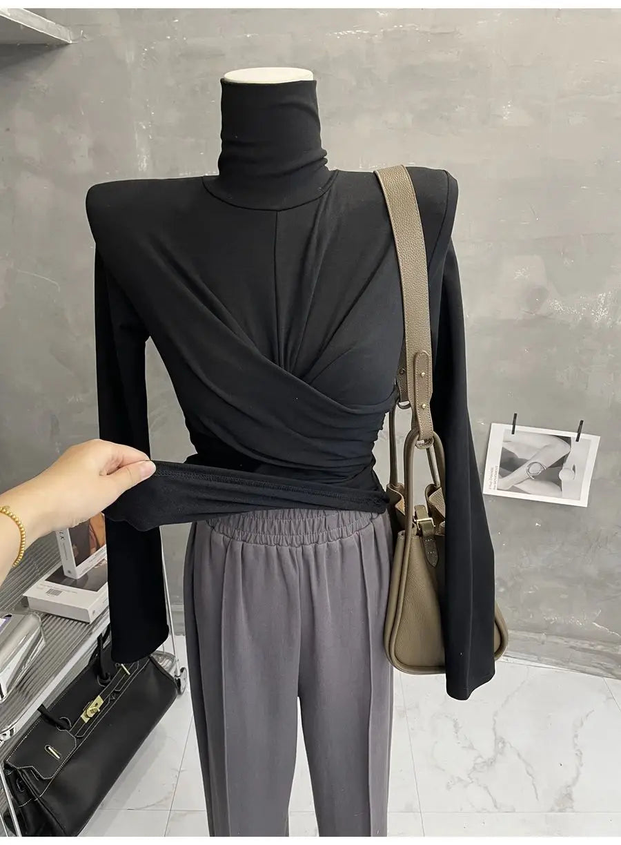 VILZSTUDIOS Twisted Turtleneck Women Basic Top