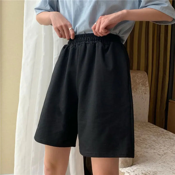 Gothic Elastic Waist Black Wide Pants