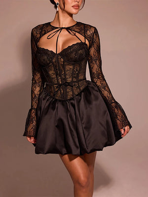 VILZSTUDIOS Elegant Lace Two-Piece Set Dress