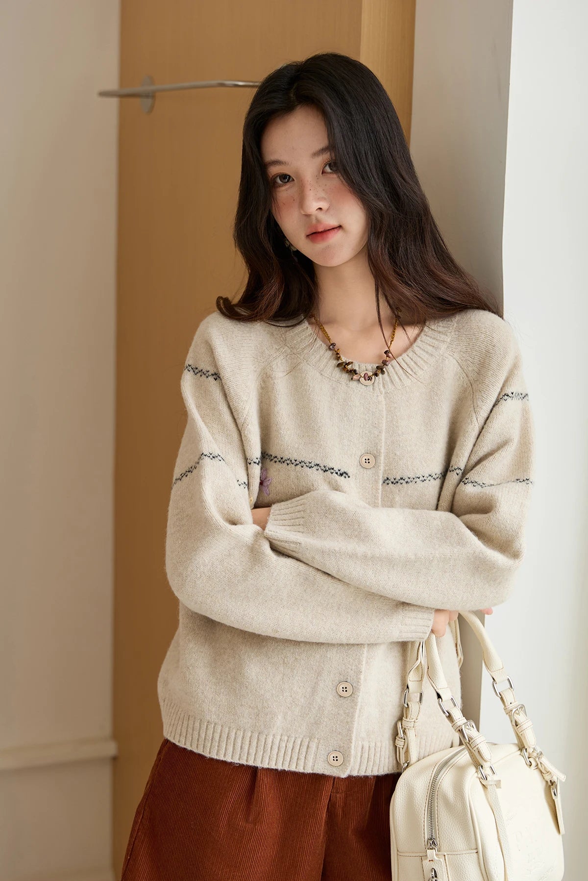 VILZSTUDIOS Blue Knit Floral Cardigan