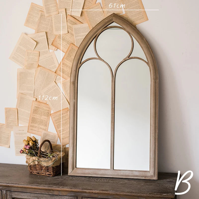 VILZSTUDIOS Huohan retro fake window decoration French wall-mounted mirror floor-to-ceiling fitting entrance living room fireplace mirror B
