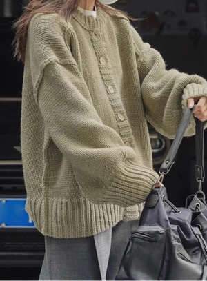VILZSTUDIOS Fuzzy Warm Knit Button-Up Cardigan