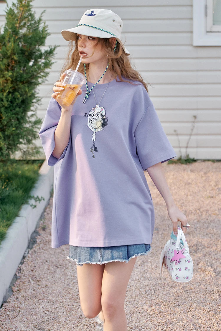VILZSTUDIOS Sweet Printed Casual Short Sleeve T-Shirt