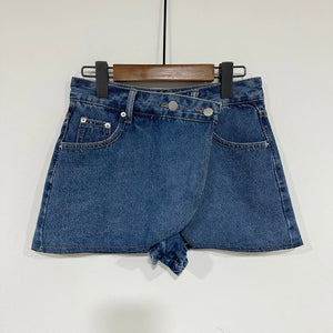 VILZSTUDIOS Retro High Waisted Asymmetric Denim Skirts