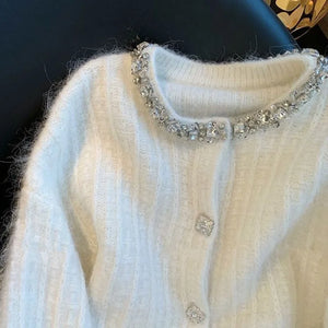 VILZSTUDIOS Elegant French Style Beaded Cardigan