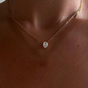 VILZSTUDIOS 18K Gold Water Drop Oval Lab Diamond Necklace