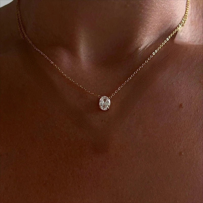 VILZSTUDIOS 18K Gold Water Drop Oval Lab Diamond Necklace