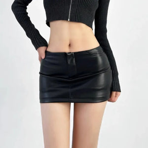 VILZSTUDIOS Sleek PU Leather Low Waist Skirts