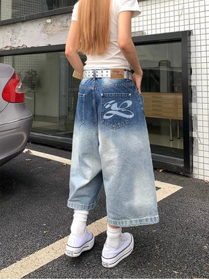 VILZSTUDIOS High Waist Ripped Wide Leg Jorts