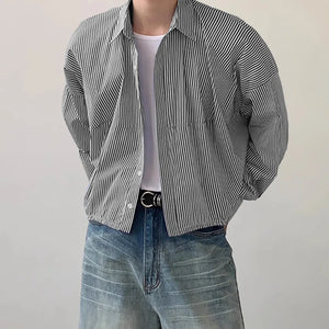 VILZSTUDIOS Cropped Striped Long Sleeve Shirt