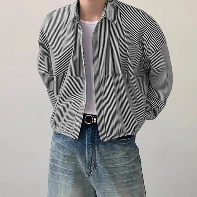 VILZSTUDIOS Cropped Striped Long Sleeve Shirt