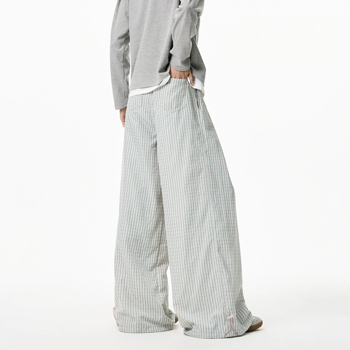 VILZSTUDIOS White Loose Striped Wide Leg Pants