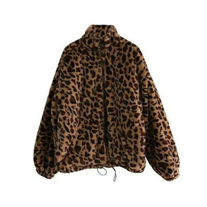 VILZSTUDIOS Leopard Print Fuzzy Jacket